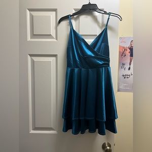 Teal short prom dress
